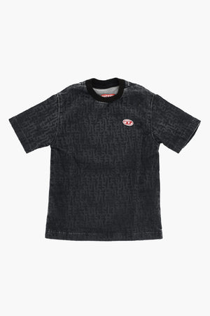 Crewneck-T-Shirt TBIGGOR-NE-OVER JJJ aus Denim-Stretch mit Allover-Logo
