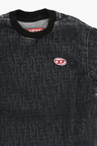 Crewneck-T-Shirt TBIGGOR-NE-OVER JJJ aus Denim-Stretch mit Allover-Logo