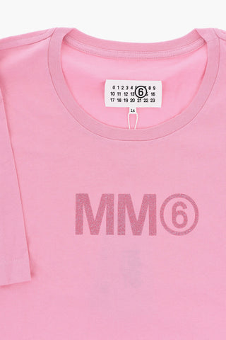 MM6 Oversized Crewneck T-Shirt with Glitter Logo