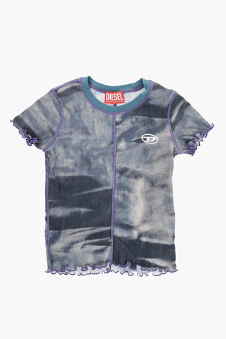 Ripp-Rundhals-T-Shirt TWAIN mit Acid-Wash-Effekt