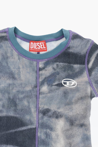 Ripp-Rundhals-T-Shirt TWAIN mit Acid-Wash-Effekt