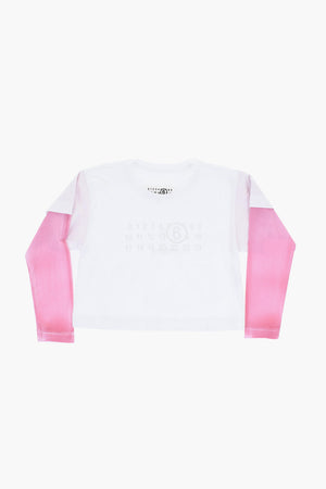 MM6 Cotton Crewneck T-shirt with Contrast Sleeves