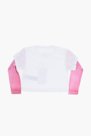 MM6 Cotton Crewneck T-shirt with Contrast Sleeves