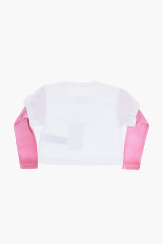 MM6 Cotton Crewneck T-shirt with Contrast Sleeves