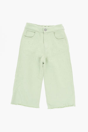 MM6 Vintage-Effect Cotton Pants with Frayed Hem