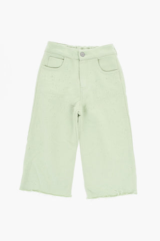 MM6 Vintage-Effect Cotton Pants with Frayed Hem