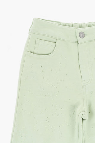 MM6 Vintage-Effect Cotton Pants with Frayed Hem