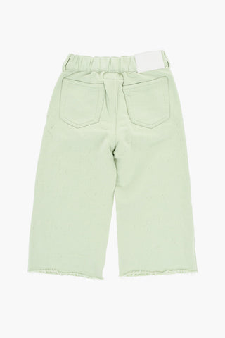 MM6 Vintage-Effect Cotton Pants with Frayed Hem