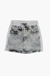 Denim Skirt GEBIXI with Fleece Details