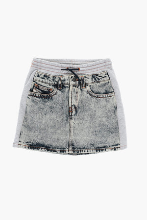 Denim Skirt GEBIXI with Fleece Details