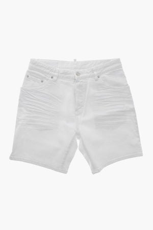WHITE BULL Shorts a Lavaggio Chiaro con Bottone Logato