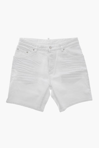 WHITE BULL Light-Wash Shorts with Logo Button