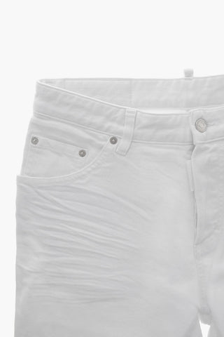 WHITE BULL Light-Wash Shorts with Logo Button