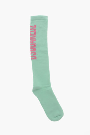 Long Cotton Socks with Contrast Logo