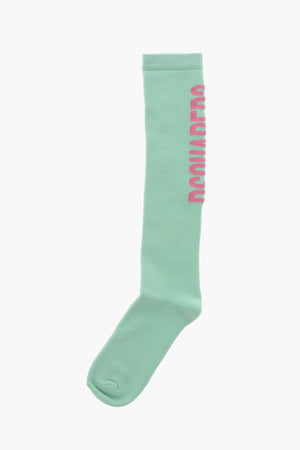 Long Cotton Socks with Contrast Logo