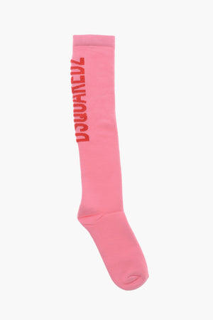 Long Cotton Socks with Contrast Logo
