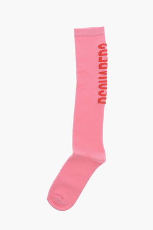Long Cotton Socks with Contrast Logo