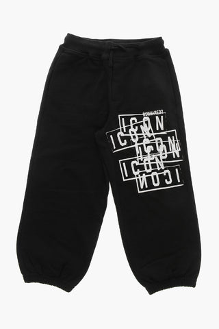 Icon Joggers In Cotone con Stampa a Contrasto