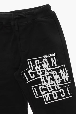 Icon Joggers In Cotone con Stampa a Contrasto