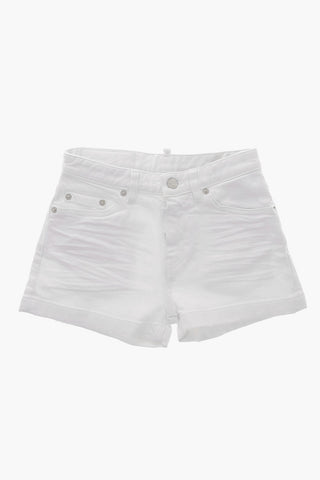 WHITE BULL 라이트 워시 쇼츠 로고 버튼
