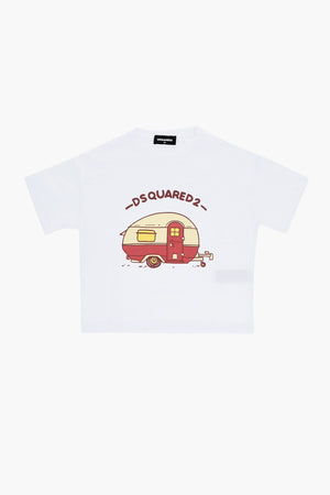 T-Shirt in Jersey di Cotone Stampata