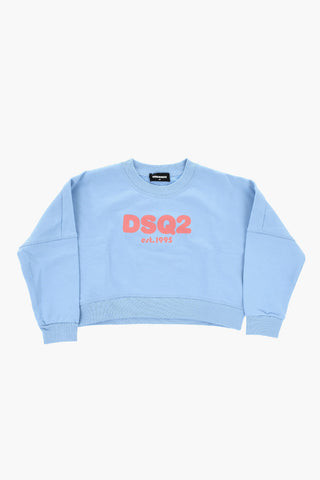 Felpa Girocollo Cropped Fit con Logo Stampato