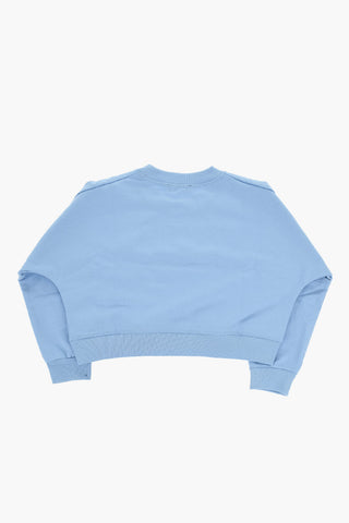 Felpa Girocollo Cropped Fit con Logo Stampato