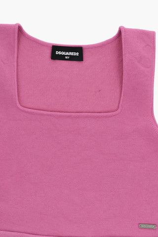 크롭 탑 단색 스퀘어 넥