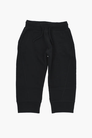 Joggers aus gebürsteter Baumwolle in Uni mit Kontrastlogo