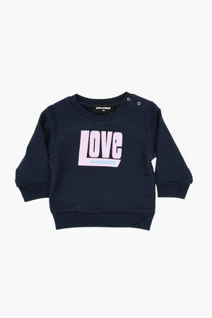 Brushed Cotton Crewneck Sweatshirt with Front Print