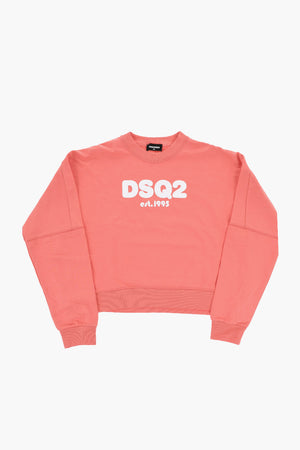 Brushed Cotton Crewneck Sweatshirt with Printed Logo