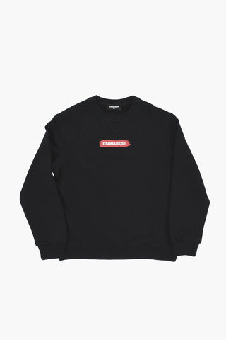 Brushed Cotton Crewneck Sweatshirt RELAX with Contrasting Logo