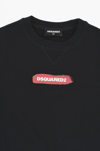 Brushed Cotton Crewneck Sweatshirt RELAX with Contrasting Logo