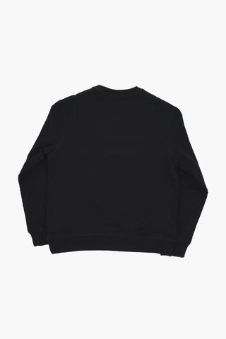 Brushed Cotton Crewneck Sweatshirt RELAX with Contrasting Logo