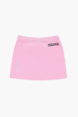 Gonna A-Line in Tinta Unita con Logo in Rilievo