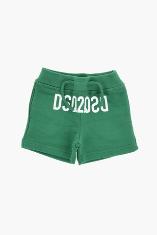 Shorts in Tinta Unita con Logo a Contrasto