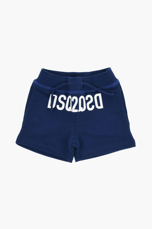 Shorts in Cotone Garzato con Logo Stampato