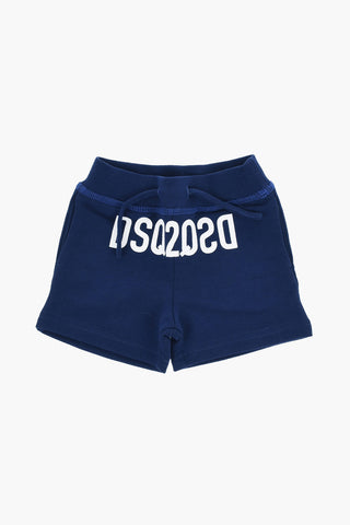 Shorts in Cotone Garzato con Logo Stampato