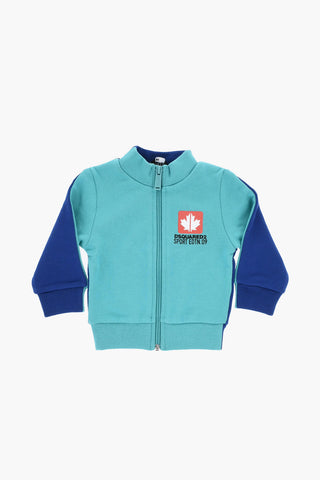 Felpa Bicolore con Chiusura Zip