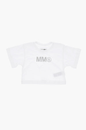 MM6 면 크루넥 티셔츠 글리터 로고