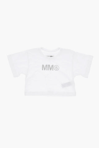 MM6 면 크루넥 티셔츠 글리터 로고