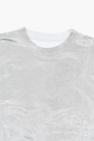 MM6 Rundhals-T-Shirt aus Baumwolle mit Metallic-Effekt