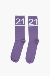 Cotton-Blend Socks with Contrast Logo