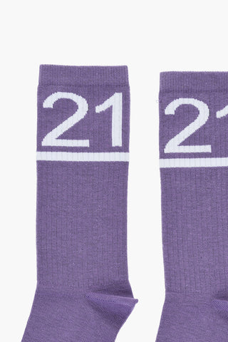 Calzini in Misto Cotone con Logo a Contrasto