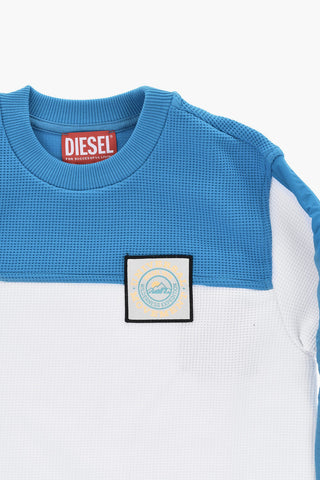 Two-Tone Crewneck Sweater TIMPER with Honeycomb Motif