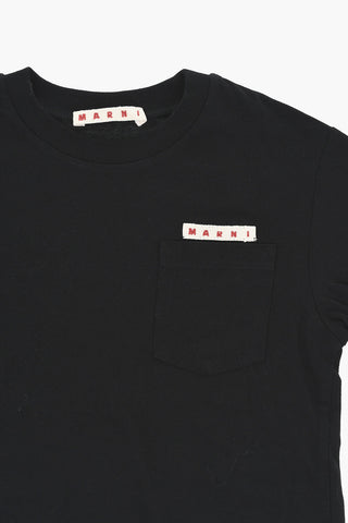 T-Shirt Girocollo in Tinta Unita con Taschino