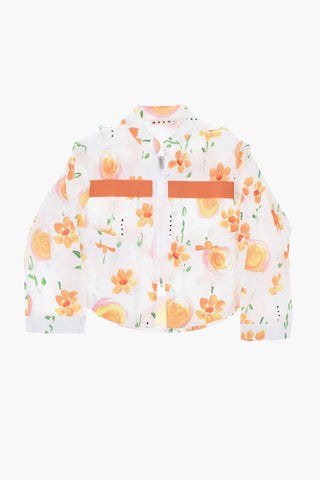 Overshirt aus Baumwoll-Popeline mit Blumenmuster und Reißverschluss