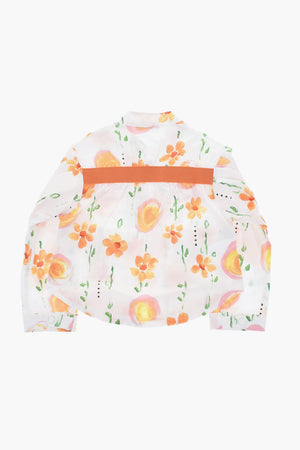 Cotton Poplin Overshirt with Floral Print and Zip Closure