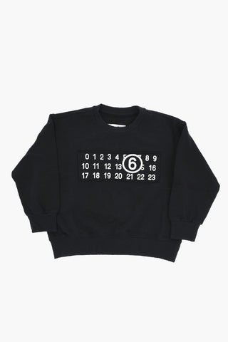 MM6 Crewneck Stretch Cotton Sweatshirt with Contrast Logo