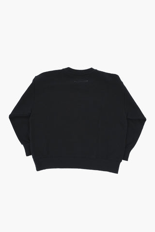 MM6 Crewneck Stretch Cotton Sweatshirt with Contrast Logo